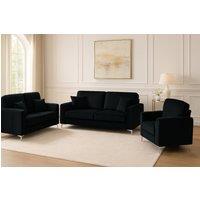 Somnior Regency 3+2+1 Seater Sofa Set Plush Velvet - Manufactured in the UK in Black | Size: 3 Seater