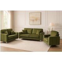 Somnior Regency 3+2+1 Seater Sofa Set Plush Velvet - Manufactured in the UK in Khaki | Size: 3 Seater