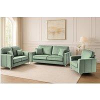 Somnior Regency 3+2+1 Seater Sofa Set Plush Velvet - Manufactured in the UK in Light Green | Size: 3 Seater