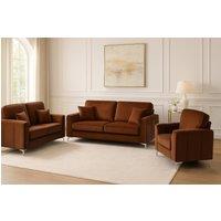 Somnior Regency 3+2+1 Seater Sofa Set Plush Velvet - Manufactured in the UK in Burnt Orange | Size: 3 Seater