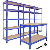 Monstershop Monster Racking: 3 T-Rax Storage Shelving Units & 120cm Q-Rax in Blue