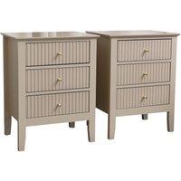 Melody Maison Pair Of 3 Drawer Bedside Tables - Hales Tan Range in Beige
