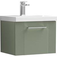 Balterley Wall Hung 1 Drawer Vanity Unit - Thin-Edge Basin 500mm, Satin Green