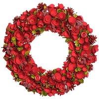 Dibor 46cm Traditional Large Red Rose Xmas Decor Front Door Christmas Wreath