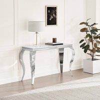FurnitureboxUK Skye White Marble Glass & Metal Console Table