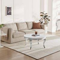 FurnitureboxUK Skye Round White Marble Glass & Metal Coffee Table