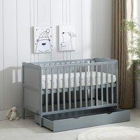 MCC Direct CozyCubs Wooden Baby Cot Bed with Drawer & mattress Orlando in Grey | Size: 1 Pack