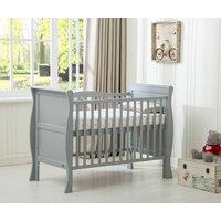 MCC Direct CozyCubs Wooden Curved Sleigh Baby Cot Bed with Mattress Savannah in Grey