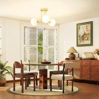 HOMCOM Light Fixture with 3-Light Globe Shades, Modern Ceiling Light, Gold | Size: Medium