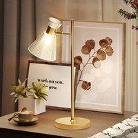 HOMCOM Table Lamp with Adjustable Head, Modern Bedside Lamp, Gold Tone
