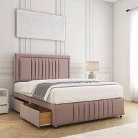 BSSPOKE Lily Divan Bed Plush Velvet 24Headboard 2Drawers Same Side & Mattress in Pink | Size: Super King