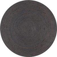 Berkfield Home Handmade Rug Jute Round 120 cm Dark Grey | Size: 100 cm diameter
