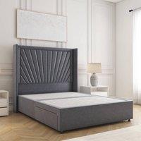 BSSPOKE Alina Divan Bed Plush Velvet 54 Headboard & No Mattress No Drawers in Charcoal | Size: Super King