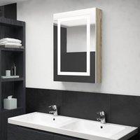 Berkfield Home LED Bathroom Mirror Cabinet White & Oak 50x13x70 cm | Size: 50 x 13 x 70 cm