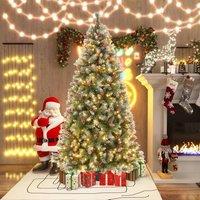 Costway 6.5FT Artificial Xmas Tree Hinged Christmas Tree w/909 PVC Branch Tips in Green