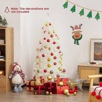 Costway 5FT Pre-Lit Artificial Christmas Tree Fiber Optic Xmas Tree in White