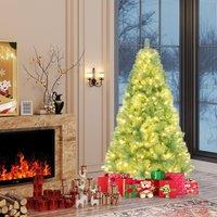 Costway 6FT Artificial Xmas Tree Hinged Christmas Tree w/688 Branch Tips in Lime