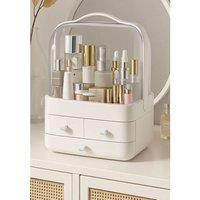 Dragodirect Acrylic Makeup Organizer Cosmetic Storage Box for Brushes Accessories in White
