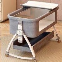 Kelvenix Baby Bedside Crib Sleeper Bassinet Safe Co-Sleeping Storage Bag in Grey