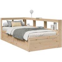 Berkfield Home Bookcase Bed without Mattress 90x190cm Solid Wood Pine in Brown | Size: 90x190 cm