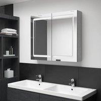 Berkfield Home LED Bathroom Mirror Cabinet Concrete Grey 80x12x68 cm | Size: 80 x 12 x 68 cm