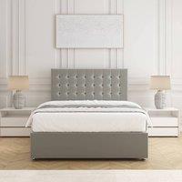 BSSPOKE Isla Divan Bed Set Plush Velvet 24 Headboard & Mattress No Drawers in Silver | Size: Double