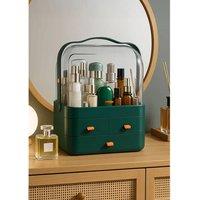 Dragodirect Acrylic Makeup Organizer Cosmetic Storage Box for Brushes Accessories in Dark Green