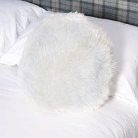 Native Natural White Round Sheepskin Cushion in Ivory | Size: 40 cm x 40 cm