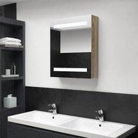 Berkfield Home LED Bathroom Mirror Cabinet Oak 50x14x60 cm in Brown | Size: 50 x 14 x 60 cm