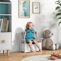 AIYAPLAY 2 in 1 Toy Box for Kids with Safety Lid for Bedroom, Nursery in Grey