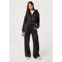 Pink Vanilla Women's Black Halo Diamante Wide Leg Joggers | Size: Large