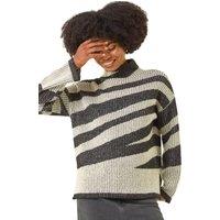 Roman Women's Abstract Stripe Knit Jumper in Grey | Size: 12