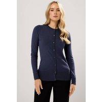 Long Tall Sally Women's Tall Crew Neck Button Cardigan in Dark Navy | Size: 18-20
