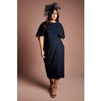 Coast Women's Plus Chiffon Cape Pencil Dress in Navy | Size: 22