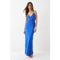 MissPap Women's Premium Bust Panel Satin Bias Maxi Bridesmaid Dress in Cobalt | Size: 12