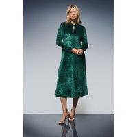 Dorothy Perkins Women's Leopard Burnout Long Sleeve Midi Dress in Green | Size: 10