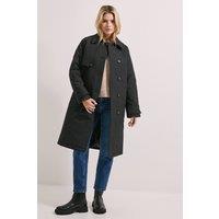 Dorothy Perkins Women's Collar Detail Quilted Midi Coat in Black | Size: 8