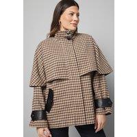Wallis Women's Brown Check Cape Coat | Size: 14