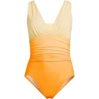 Lands' End Women's Grecian V-neck Slender Swimsuit in Burnt Orange | Size: 12