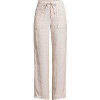 Lands' End Women's Relaxed Straight Leg Linen Trousers in Beige | Size: 18