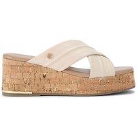 Carvela Women's 'Fresco Cross Wedge' Leather Sandals in Cream | Size: 4