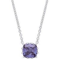 Jewelco London Women's Silver Purple Cushion Cut CZ 12 Claw Necklace - GVK321 in White
