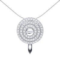 Jewelco London Women's Silver CZ 3 Tier Halo Nail Pendant Necklace 18 inch - GVP513 in White