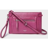 OSPREY LONDON Women's The Ruby Leather Crossbody Clutch Bag in Dark Pink