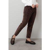 Lily & Me Women's Brookend Stretch Jumbo Cord Tapered Leg Trousers in Chocolate | Size: 10