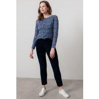 Lily & Me Women's Brookend Stretch Jumbo Cord Tapered Leg Trousers in Navy | Size: 18