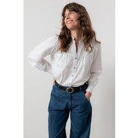 Lily & Me Women's Wayfaring Check Cotton Long Sleeve Blouse in White | Size: 20