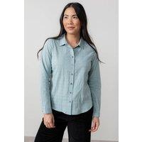 Lily & Me Women's Patsy Long Sleeve Cotton Check Shirt with Classic collar & cuffs in Duck Egg Blue | Size: 12