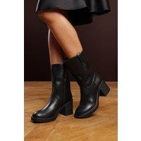Where's That From Women's 'Windy' Mid Calf Block Heel Boots with Side Zip Detail in Black | Size: 3