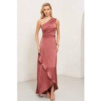 TFNC London Women's Delali One Shoulder Mulberry Maxi Dress in Burgundy | Size: 10
